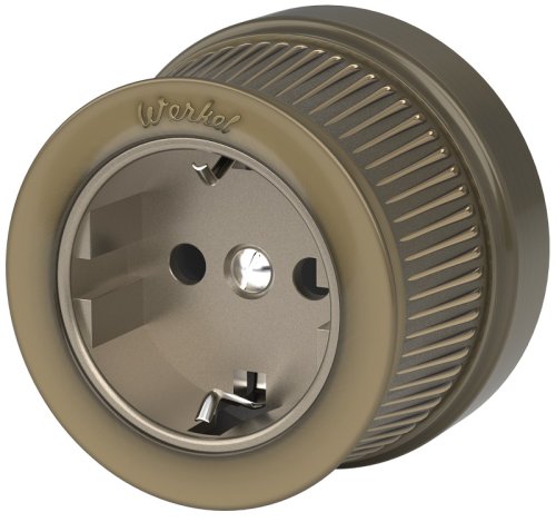 Розетка-ретро с заземлением металл Werkel Retro 1-м. бронза фото Розетка-ретро с заземлением металл Werkel Retro 1-м. бронза картинка